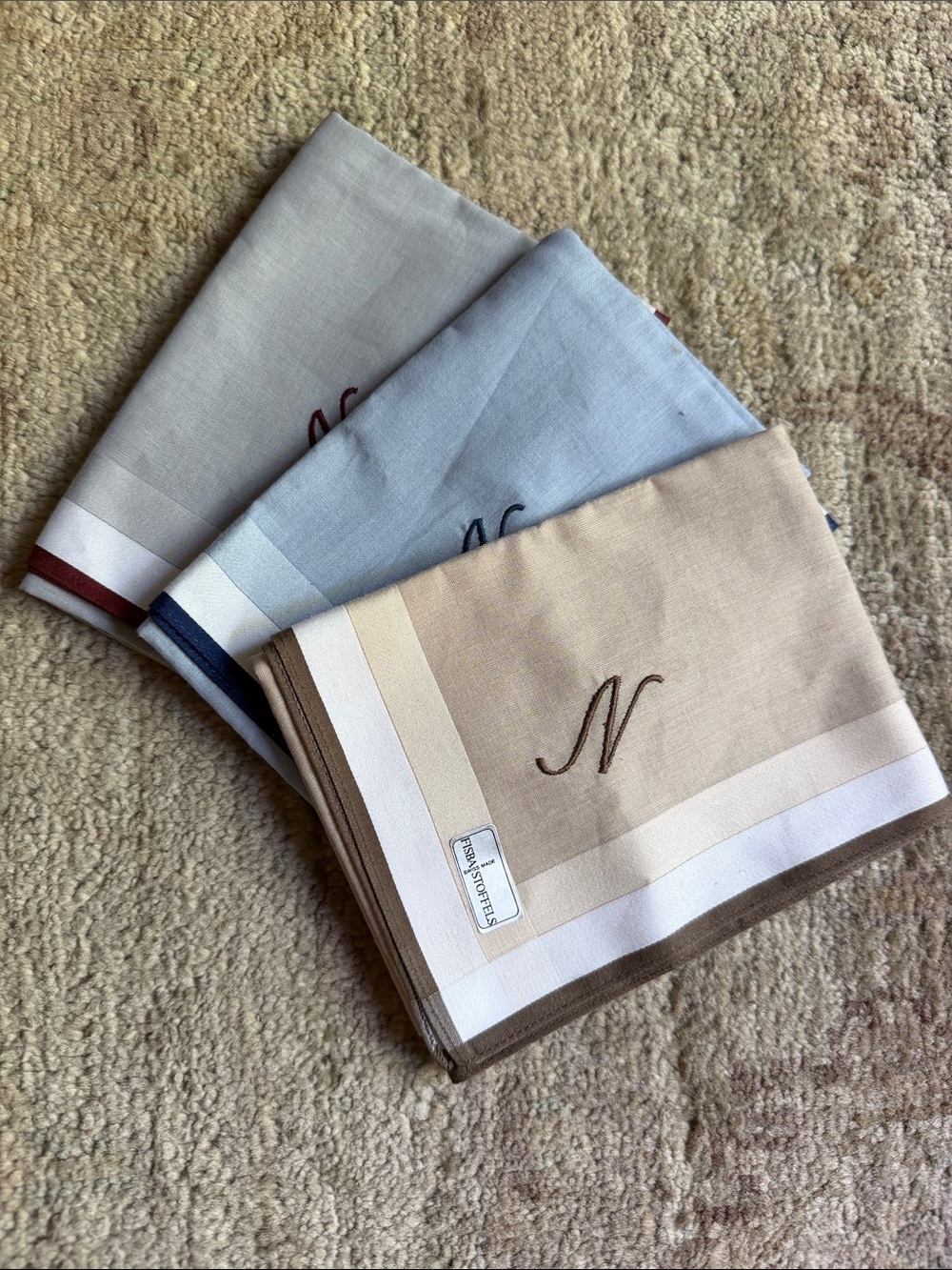 VTG Fisba Stoffels Monogrammed Handkerchief Set of 3 – Swiss Made